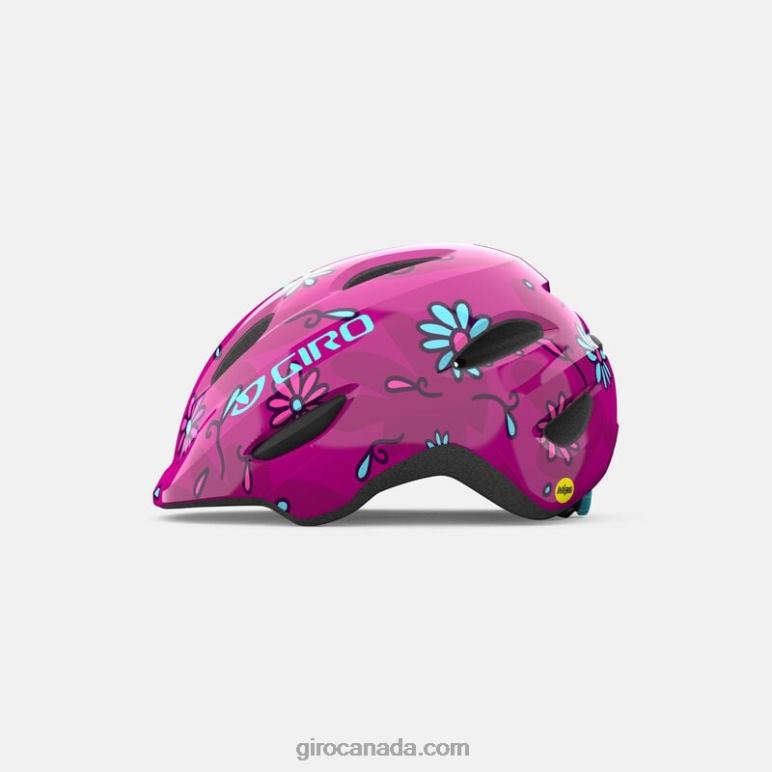 Giro Pink Street Sugar Daisies Kids Scamp Mips Helmet 46F4N1500