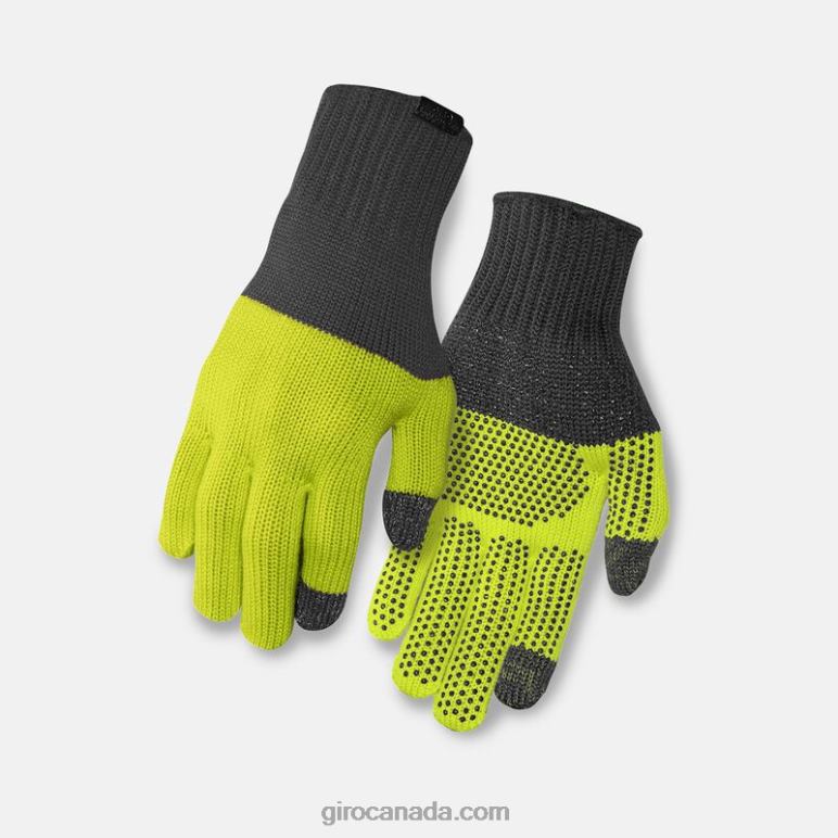 Giro Grey/Lime Unisex Knit Merino Wool Glove 46F4N184
