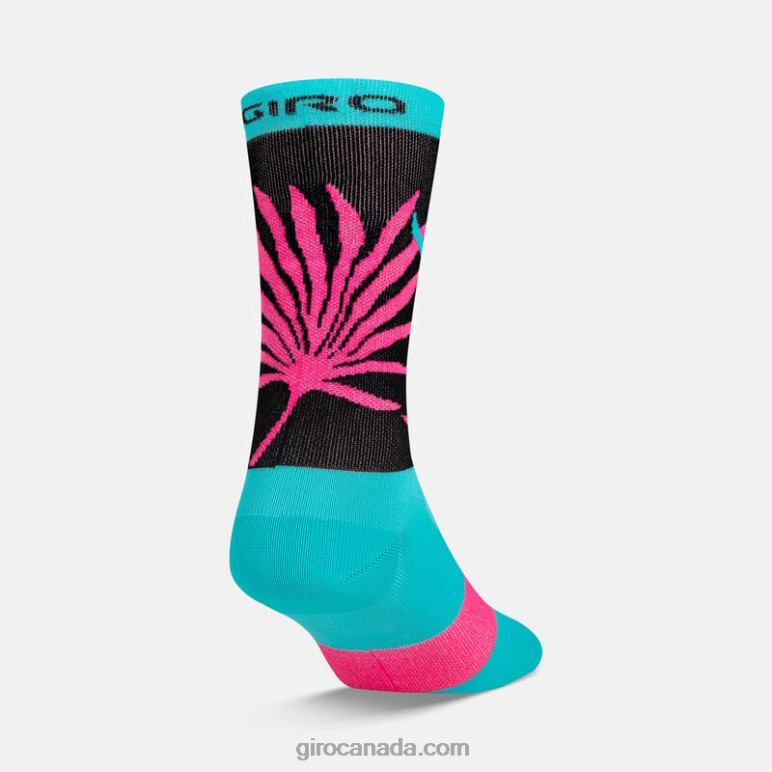 Giro Screaming Teal/Neon Pink Palms Unisex Comp Racer High Rise Sock 46F4N798