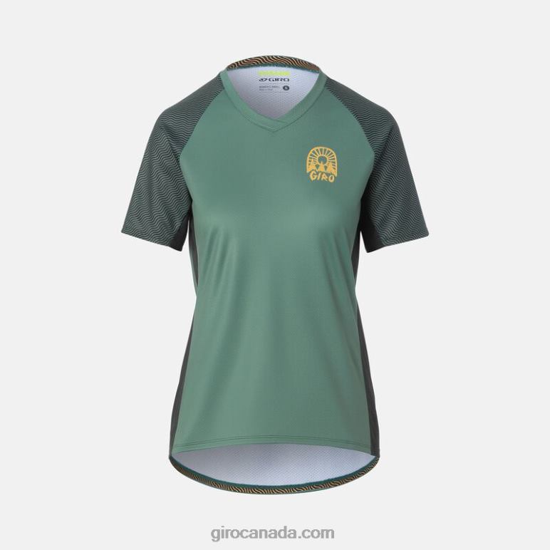 Giro Grey Green Wavy Women Roust Jersey 46F4N1300